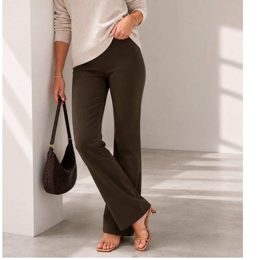 Quince Ultra Stretch Ponte Bootcut Pants Women's Petite Small Olive Work‎ Travel
